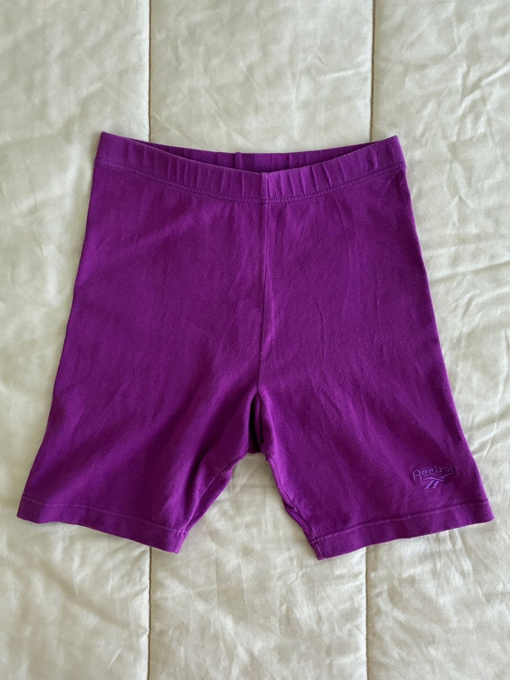Reebok Cotton/Spandex Bike Shorts Purple Size Large